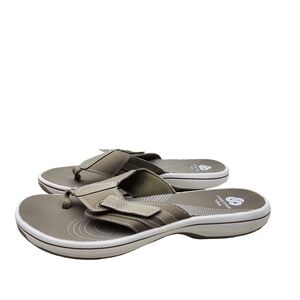 Clarks Women's Taupe Brinkley Bree Flip-Flops Sandals - 8M